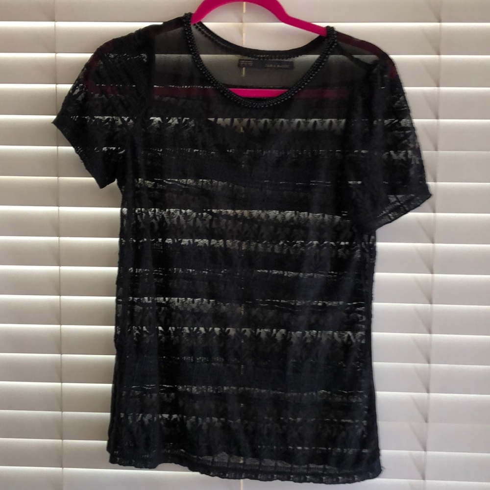 Zara black lace top size s